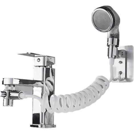 Kit de douche à main pour lavabos et robinets de salle de bain, comprenant une douchette, un flexible et des embouts. (1/5)