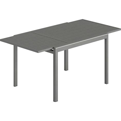 Tavolo da Giardino Allungabile 110-170x90x75 cm per 6-8 Persone con Piano a Doghe in Alluminio Grigio Scuro (1/5)