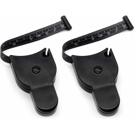 Lot de 2 mètres ruban pour le corps, ruban de mesure souple, mètre ruban pour tailleurs, 150 cm (60 pouces) - noir (1/5)
