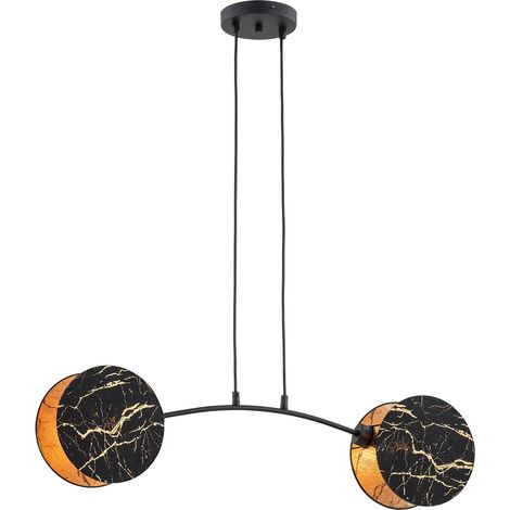 Lampada A Sospensione 2 Luci Moderna Motif In Acciaio Effetto Marmo Nero (1/5)