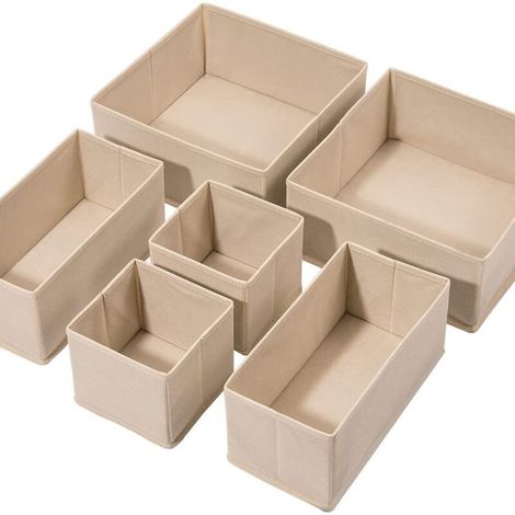 Schubladenorganizer, Aufbewahrungsbox für Unterwäsche, 12er-Set, für Socken, BHs, Slips, Krawatten, Schals, Sandbeige (1/4)