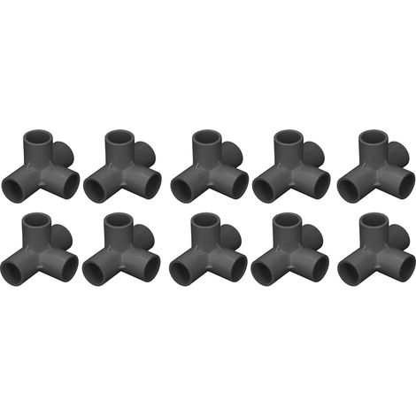 Raccord tuyau PVC noir 0.8in, connecteur 4 voies coude pour meubles et tente, pack de 10 pièces, jonction de tuyauterie (1/5)