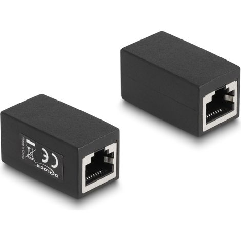 Delock Adaptador RJ45 hembra a RJ45 hembra Cat.6 negra