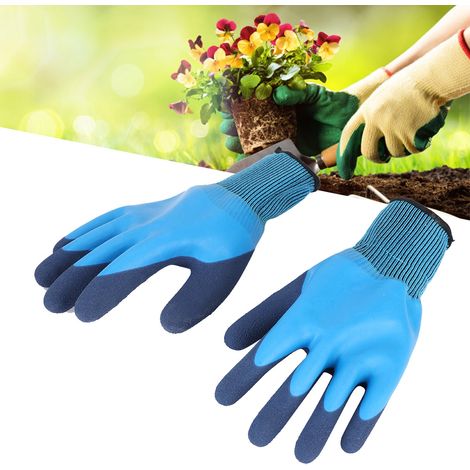 2 Paar landwirtschaftliche Gartenarbeitshandschuhe, rutschfest, wasserdicht, aus Latex (1/5)