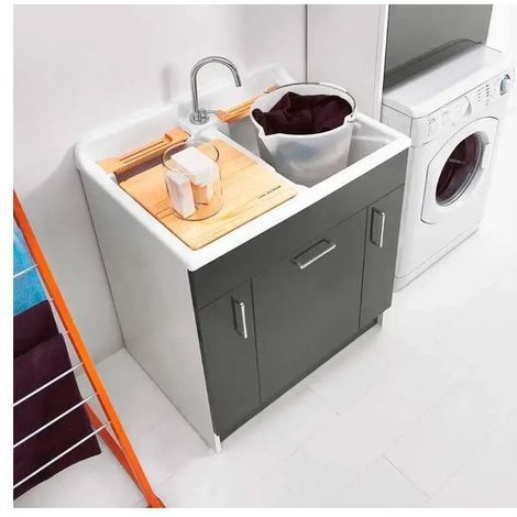 Lavatoio Colavene Twist con Cesto e Asse Lavapanni 80x60x87 Antracite - 24080H (1/5)