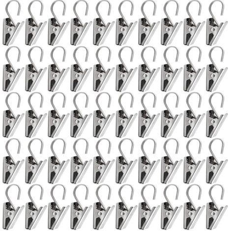 Gardinenhaken mit Clips, Vorhangclips mit Haken, 50x Party-Lichtclips S-Haken, robuste Kleiderbügel aus Edelstahl für Fotos, LED-Lichterketten, Schmuck