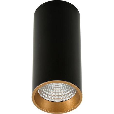 Luminaria de superficie 12W Moldes Italux LED tubo negro SLC7392/12W 4000K BL+GO