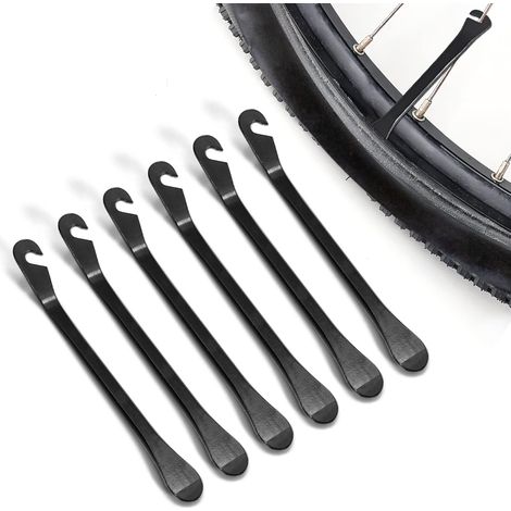 [NIE BENUTZT]Stück Reifenheber, Reifenheber aus Metall, Stahlgummihebel, Fahrradreifenheber. Reifenlöffelhebel für Fahrrad, Mountainbike, Rennrad (Schwarz) (1/5)