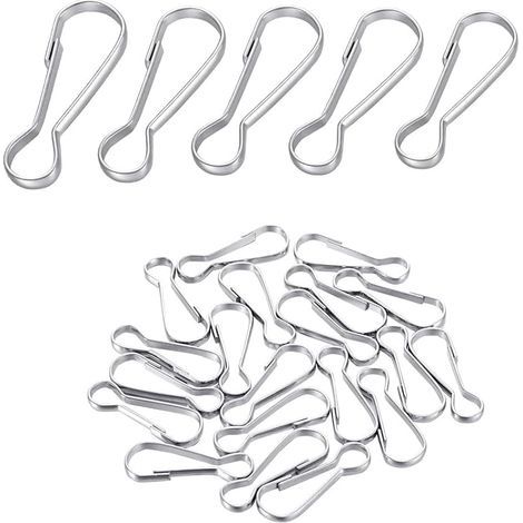 Lot de 50 mousquetons en métal pour cordon, porte-clés, drapeau, chaussettes, corde à linge (25 mm) (1/5)