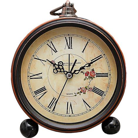 Vintage-Wecker mit Batteriebetrieb, Nachtlicht aus Metall, superleise, Quarz-Tisch- oder Schreibtischuhr. (1/3)