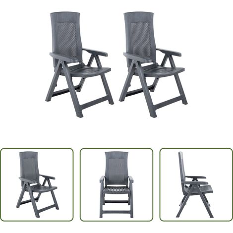 Verstellbare Stühle - Verstellbare Gartenstühle 2 Stk. Kunststoff Anthrazit (1/5)