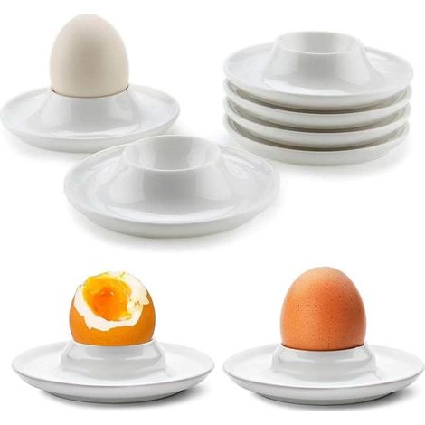 6er Set Eierbecher aus Kunststoff mikrowellen und spülmaschinengeeignet für weiche und harte Eier, mit breitem Rand als Schale (1/5)