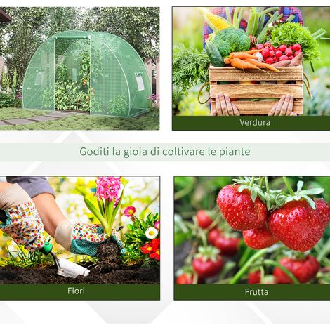 Serre tunnel verte 1,5x3x2m avec porte enroulable, fenêtres, bâche PE et armature en acier (1/5)