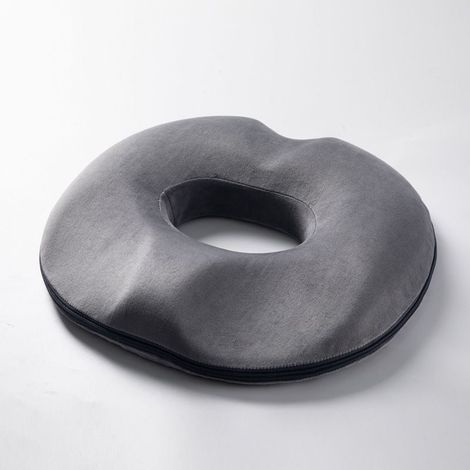 Coussin de Siège de Donut en Polyester, Coussin Orthopédique pour Hémorroïdes, Ergonomique Coussin Anti Escarres, pour Chaise Bureau Auto Voiture Fauteuil Roulant, 45cm x 40cm (aux femmes, Bleu marine (1/4)