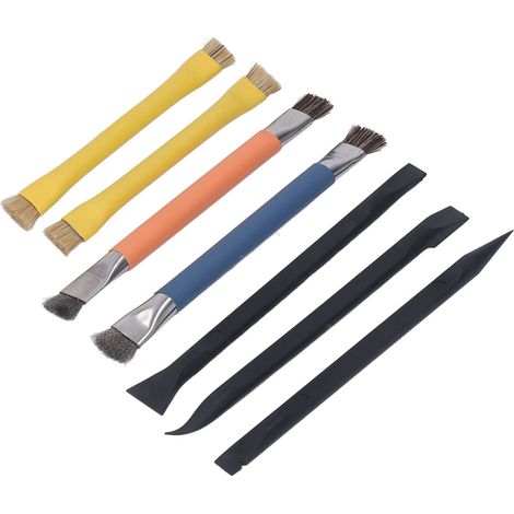 Hebelwerkzeug-Bürstenset aus ABS und Edelstahl, Elektronikreparatur- und Reinigungsset, Doppelkopf-Anti-Rutsch-Spudger und Doppelendbürste (1/5)