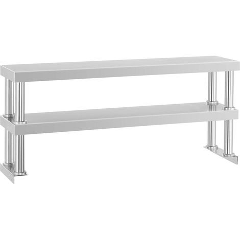 Ripiano laterale professionale 120 cm 2 livelli acciaio inox 140001498