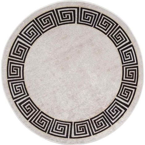 Maison Exclusive - Teppich Waschbar φ120 cm Hellbeige Rutschfest (1/5)