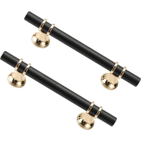 Lot de 2 Poignées de Porte D'armoire Noires 128 Mm en Métal, Tirette Simple pour Meuble, Remplacement Facile, Adaptées pour Placard, Tiroir et Garde-robe, Design Minimaliste (1/5)