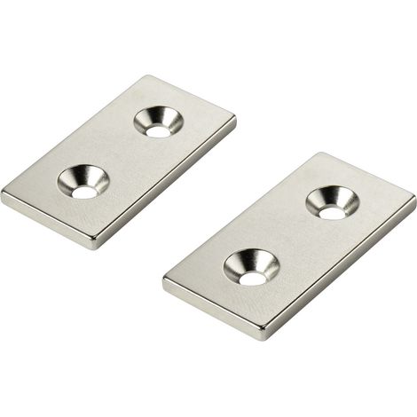 TRU COMPONENTS W40L20T3-2M4 Permanent-Magnet Rechteckig (L x B x H) 40 x 20 x 3 mm N35 Grenztemper