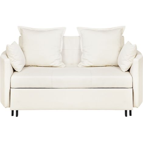 Sofá cama 2 plazas beige claro función de dormir reposabrazos perfilados Hovin