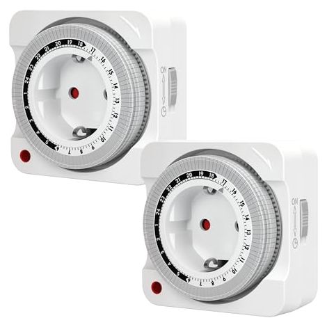 [NIEMALS VERWENDET] Zeitschaltuhr für Außenbereich und Steckdose - Analog 24-Stunden-Mini mit 96 Segmenten, Packung, Zeit