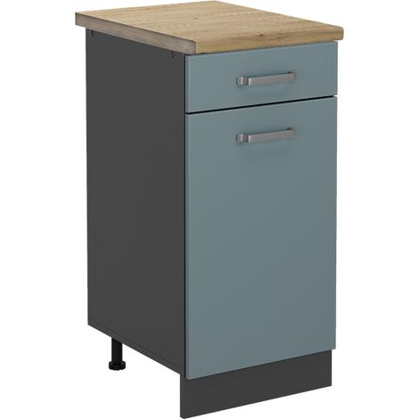 Mueble bajo de cocina R-Line, Gris azulado, 40 cm , ET Roble, Vicco