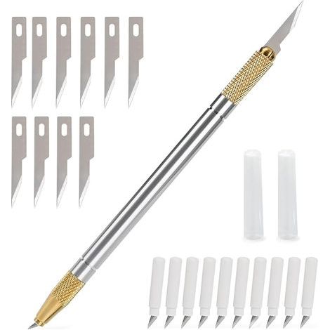 Scalpel de Découpe à Double Extrémité, avec 10pcs 11 e 10pcs 360° de Lames, Cutter de Précision, Scalpel Modelisme, pour l'artisanat Découpe de Travail d'art Bricolage Sculpture (1/5)