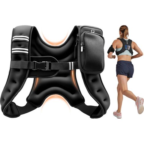 Gilet Lesté 2,79 kg, Veste Lestée Respirante, pour Marche Course Jogging Randonnée Entraînement Croisé Fitness, Gilet de Poids pour Musculation avec Bande Réfléchissante et Boucle Réglable (1/5)