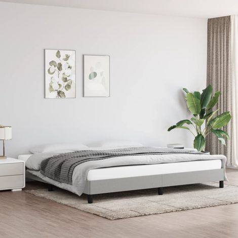 Cadre De Lit Moderne: King Size - Lit Double - Gris clair 200x200 cm Tissu Chic-325050 (1/5)