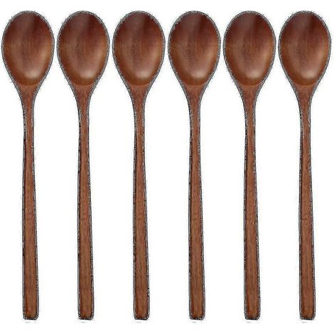 Lot de 6 cuillères en bois pour soupe, idéales pour manger, mélanger et remuer. (1/4)