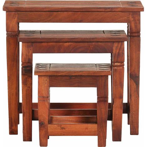 Maison Exclusive - Tables gigognes 3 pcs Bois d'acacia massif (1/5)