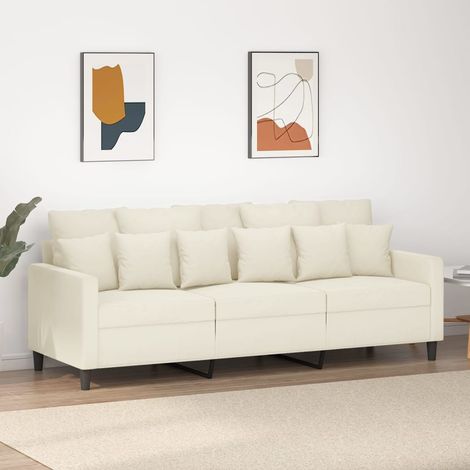 Sofá de 3 plazas terciopelo color crema 180 cm vidaXL (1/5)