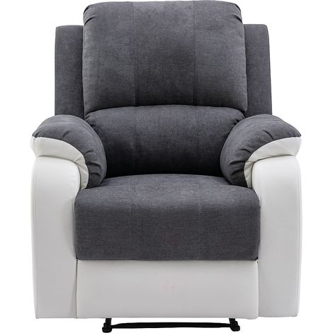 Poltrona relax in Microfibra e Similpelle Grigio e Bianco - BRODY (1/4)