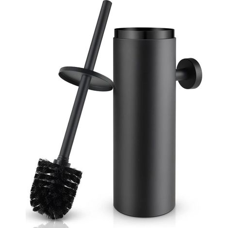 Toilette Porte-brosse Noire Balai Toilette WC en Acier INOX 304 Mural Imperméable Facile à nettoyer pour WC Salle de Bains Toilettes avec Support Brosse Antibactérienne (1/4)