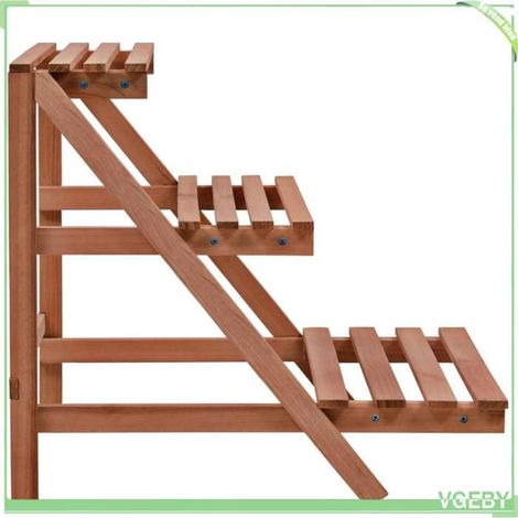 Support à 3 niveaux pour plantes - FAFEICY - 246436 - Bois de cèdre massif - 48x45x40 cm - Marron (1/5)