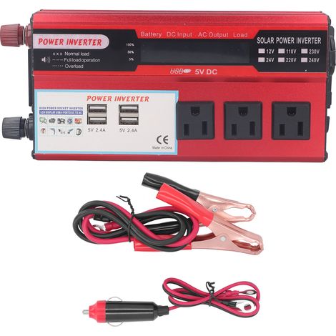 Convertisseur 500W 24V DC20-30V réglable, 3 prises US 110V CA + 4 ports USB, affichage LCD, onde sinusoïdale modifiée pour voiture (1/5)
