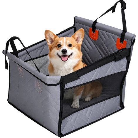 Funda impermeable y ajustable para asiento de coche para perros, color gris. (1/2)