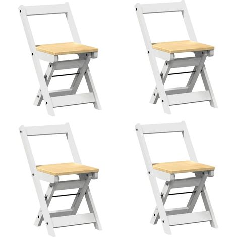 Dining Chairs Foldable 4 pcs Corona White Solid Wood Pine vidaXL