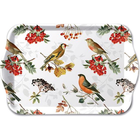 Petit plateau rectangulaire oiseaux en automne
