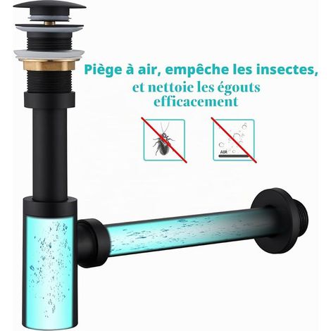 Sink Siphon Kit with Click Clack Waste without Overflow, Matte Black (1/3)