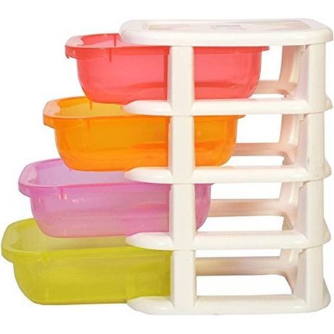 Mini Boîte De Rangement De Bureau Tiroir En Plastique Multicolore à 4 Couches (1/3)