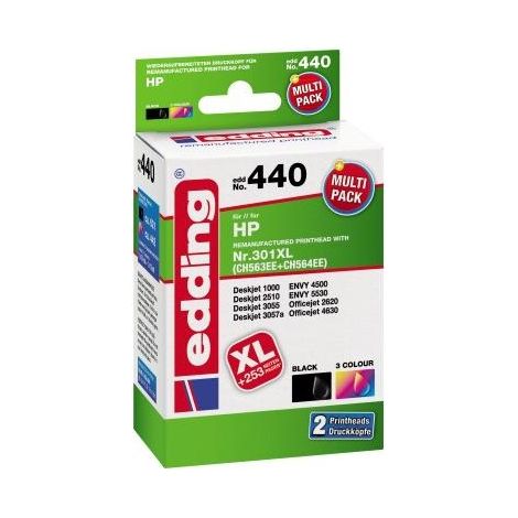 EDDING Tintenpatrone EDD-440, für HP 301XL/301XL (CH563EE/CH564EE), Multipack 2 (1/2)