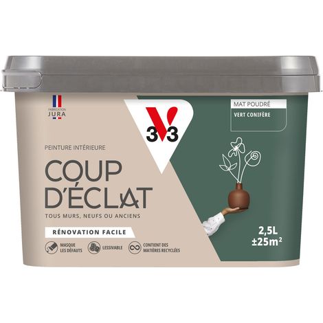 Peinture murale intérieure Coup d'Éclat® V33 Vert conifère Mat Poudré 2,5L