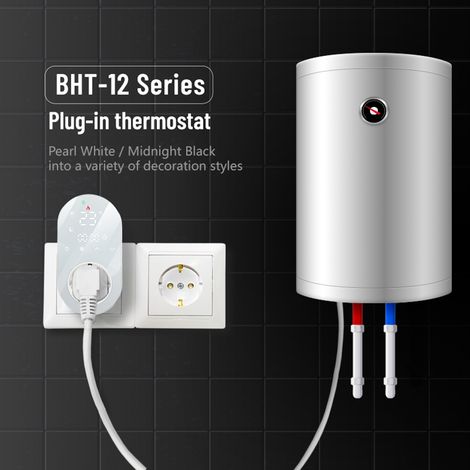 Prise thermostatique numérique WiFi 16 A Compatible Tuya Prise à commande vocale Régulateur de température Six périodes Boutons tactiles Écran LED (1/5)