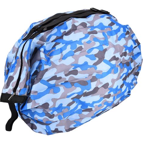 Sac de rangement grande capacité pour voyage, sac à bandoulière imperméable, sac de courses pliable et portable, camouflage bleu