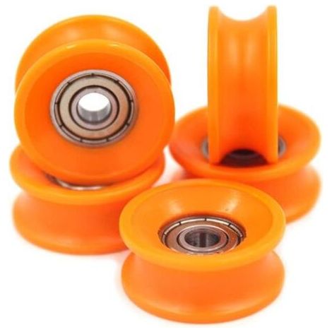 Vtizikl Lot de 5 poulies à roulement à billes 6 x 30 x 13 mm avec rainure en U - Orange (1/4)
