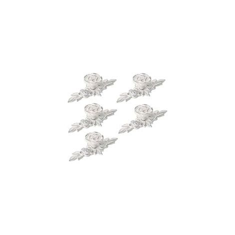 Lntyq Lot de 5 boutons de placard décoratifs Euro Rose avec plaque, boutons de tiroir ivoire floral, boutons de porte de placard, poignées de tiroir blanc ivoire (1/5)