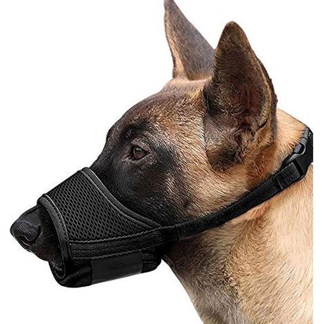 Muselière pour Chiens Muselière Souple Réglable Nylon, Museliere Anti Aboiement Anti-Morsure, Moyens et museliere Petit Chiens, XL, Noir (1/5)