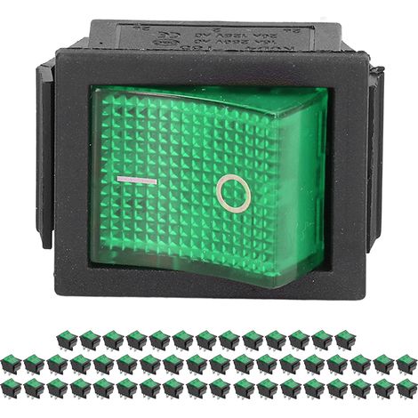 Interrupteur à bascule marine 50 pièces, laiton 4 broches 2 positions, mini commutateur haute intensité 125/250V vert (1/5)