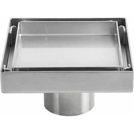 Sifón de suelo invisible acero inoxidable 304 desagüe desodorante suelo grueso cuadrado 1010cm (1/5)